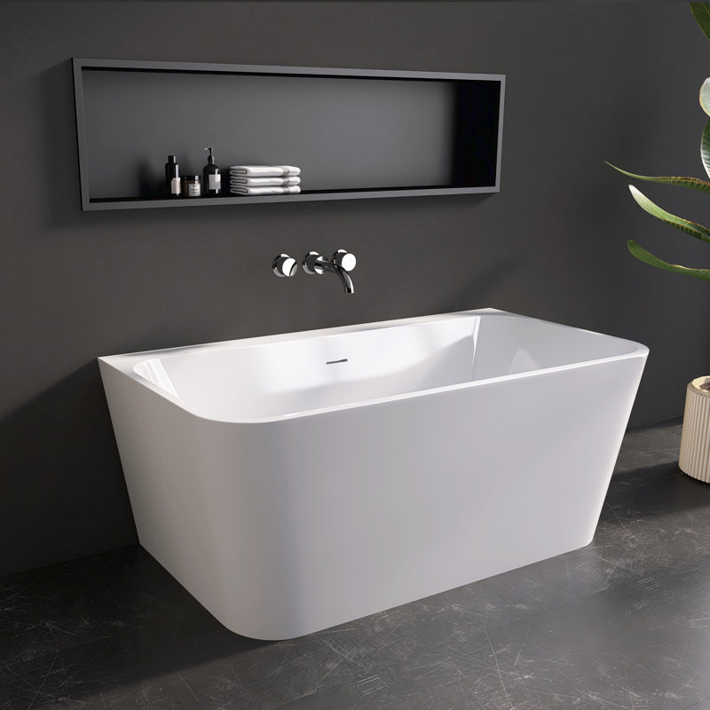 MEDUNJESS Tidal 55'' Freestanding Tub Deep Soaking Acrylic Bathtub